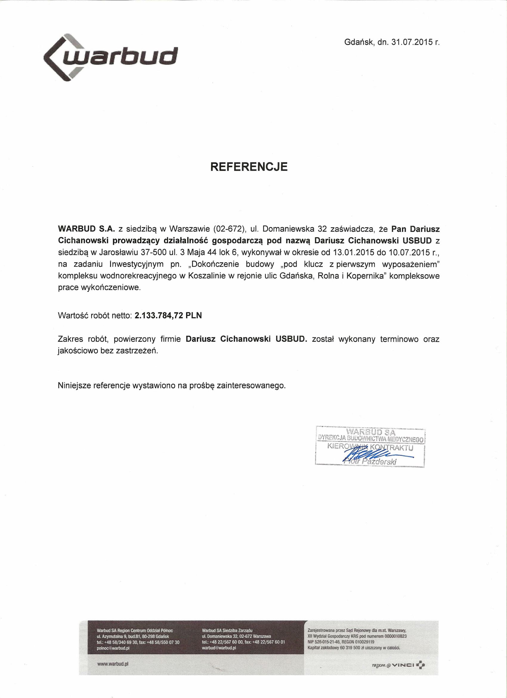 WARBUD - Park wodny w koszalinie